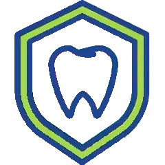 Escudo con diente que representa el seguro dental