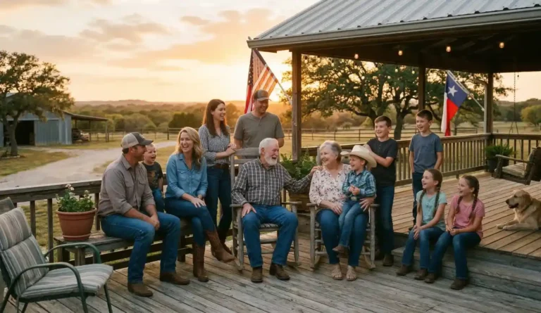 Multi-generational family in Texas representing life insurance protection for loved ones.