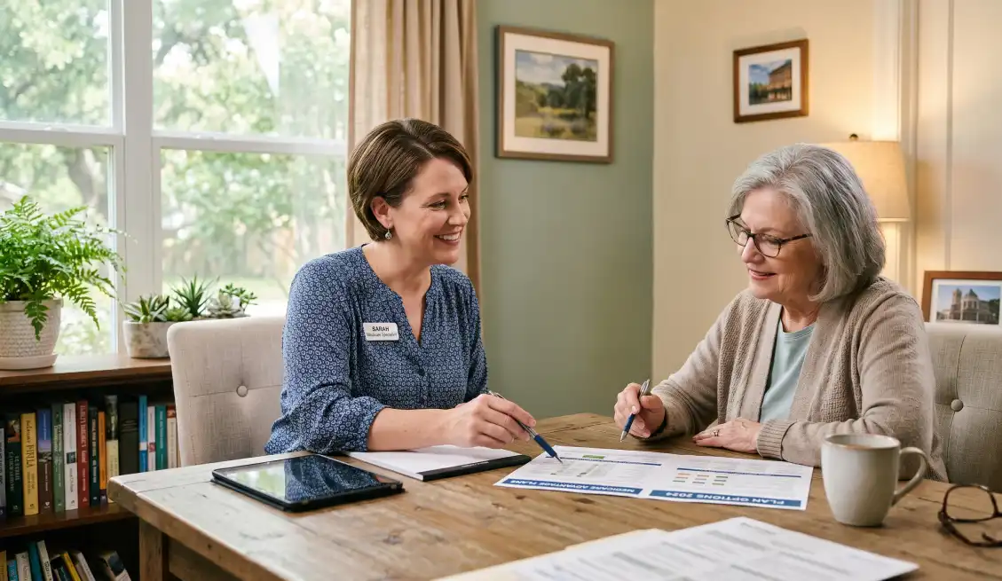 Medicare insurance agent in Victoria TX reviewing plan options with a client