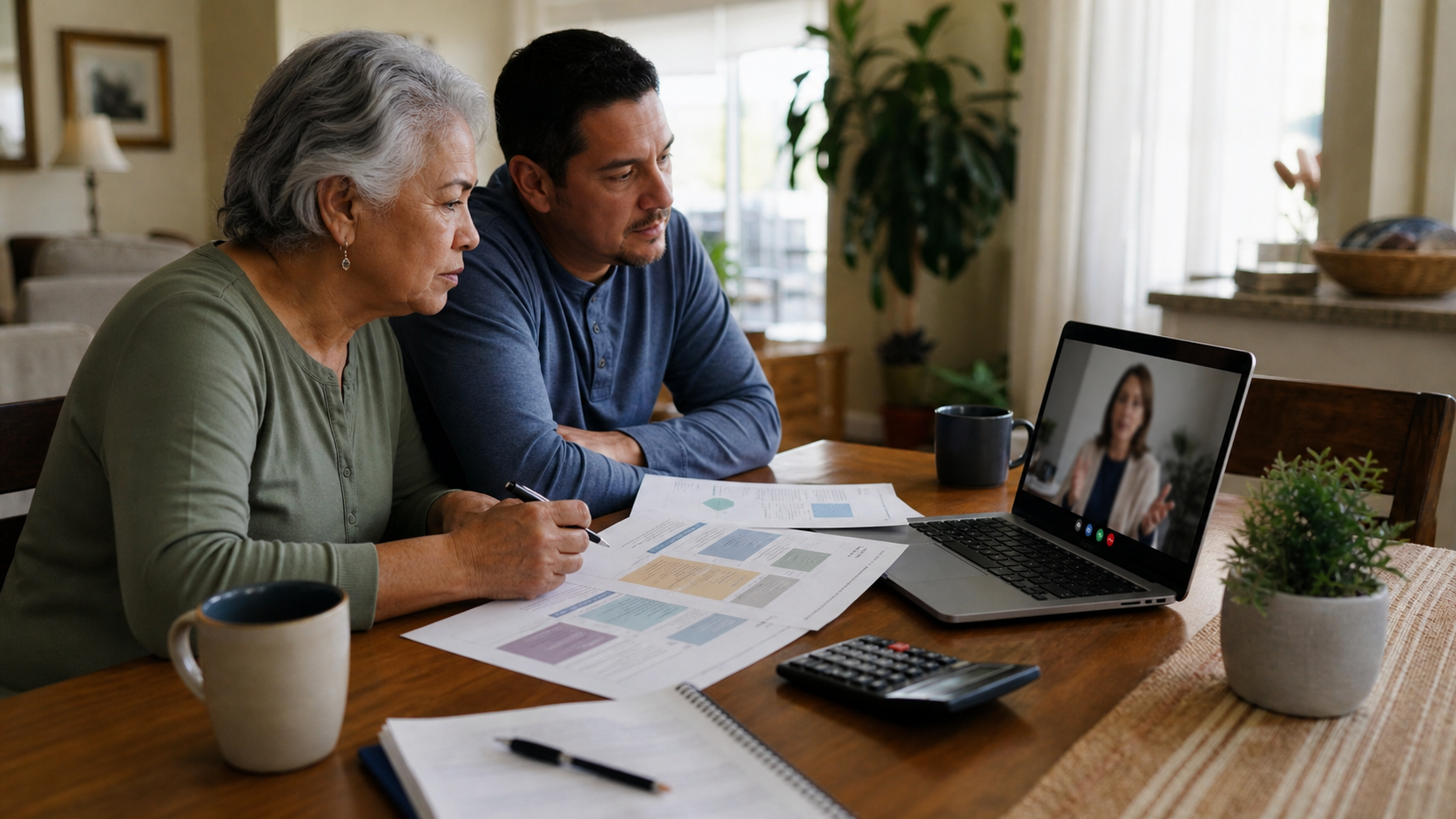 Family reviewing Medicare Supplement options at a home table in Texas